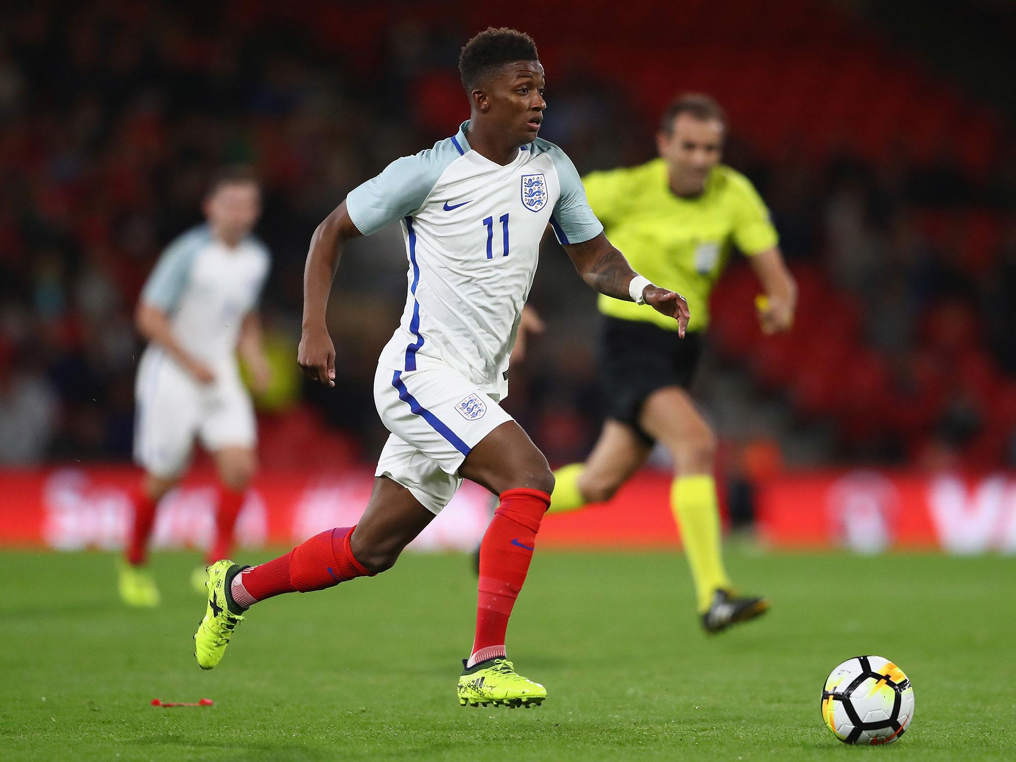 Demarai Gray in action for England U21s