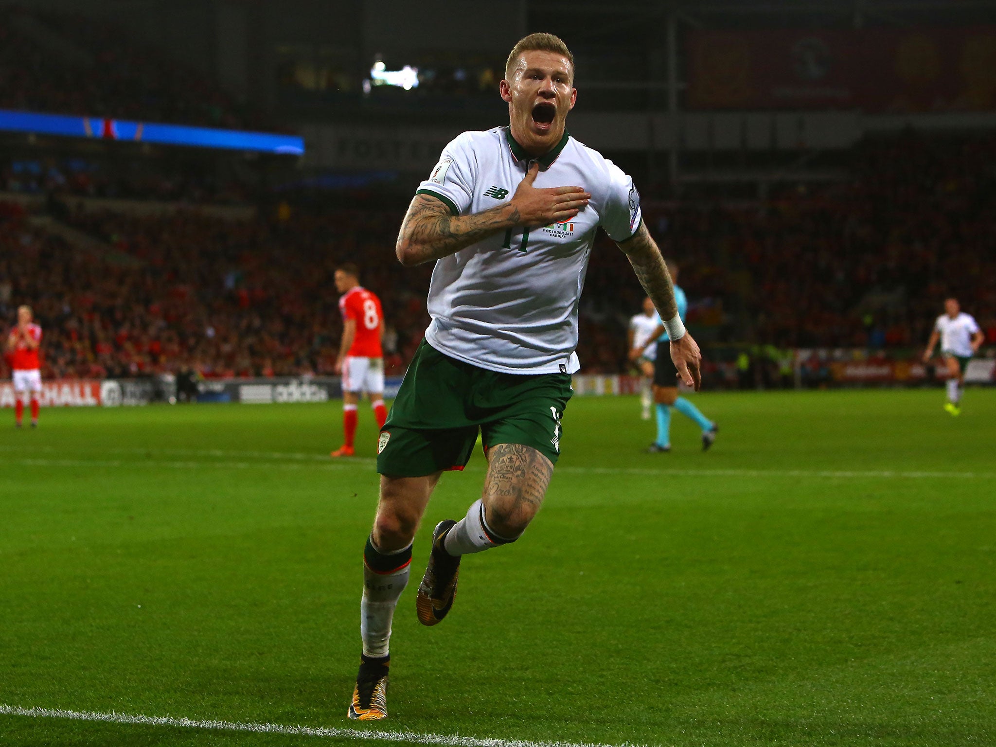 James McClean celebrates his second-half strike for the visitors