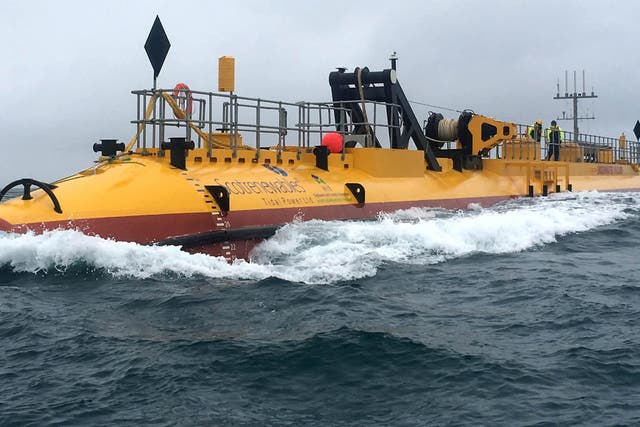 A Scotrenewables vessel harvests tidal power with currents of seven knots that can last for six hours in the same direction