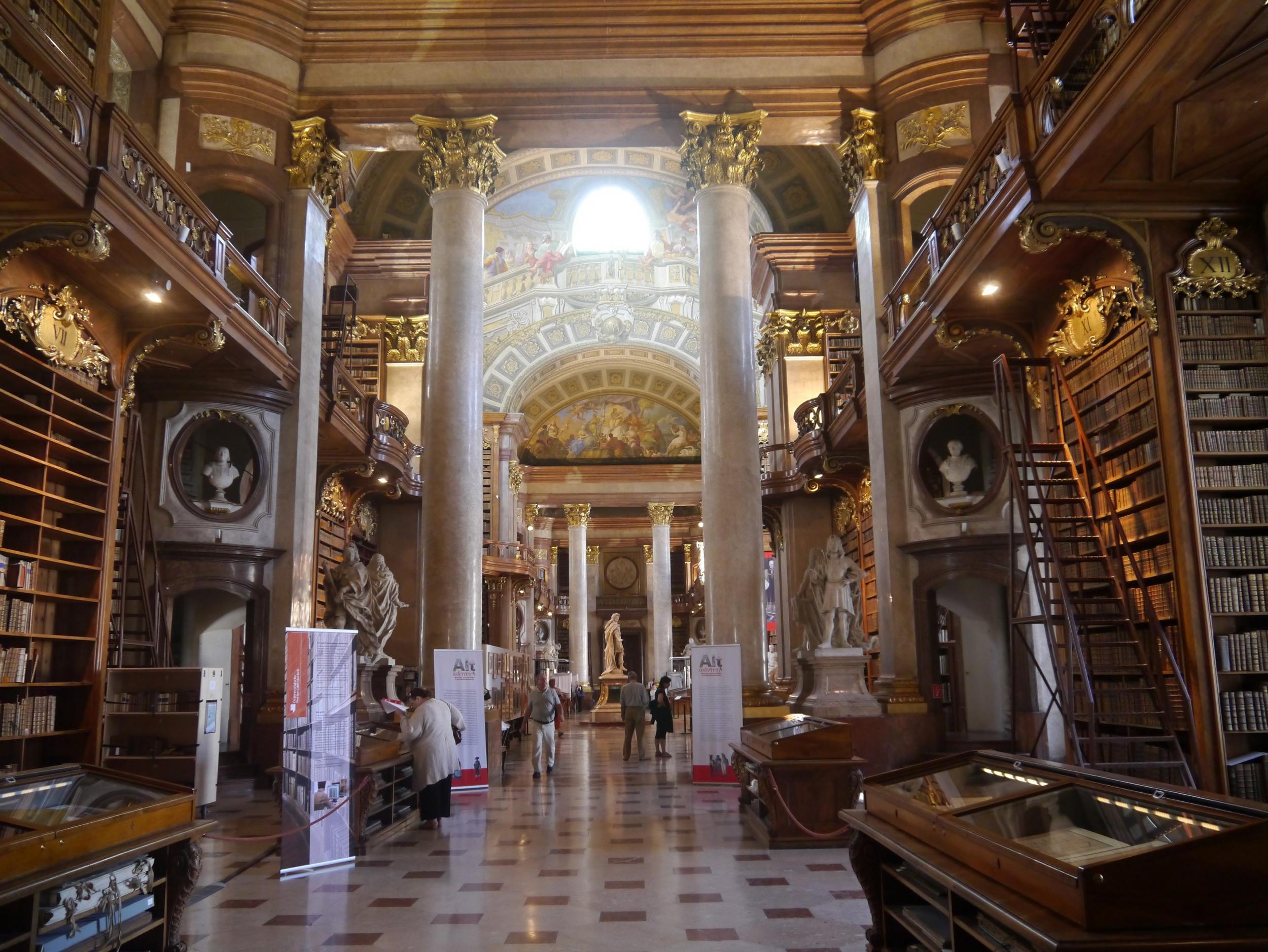 The Austrian National Library is a former royal collection, as you’ll realise by the opulent surroundings (Zairon via Wikimedia Commons)