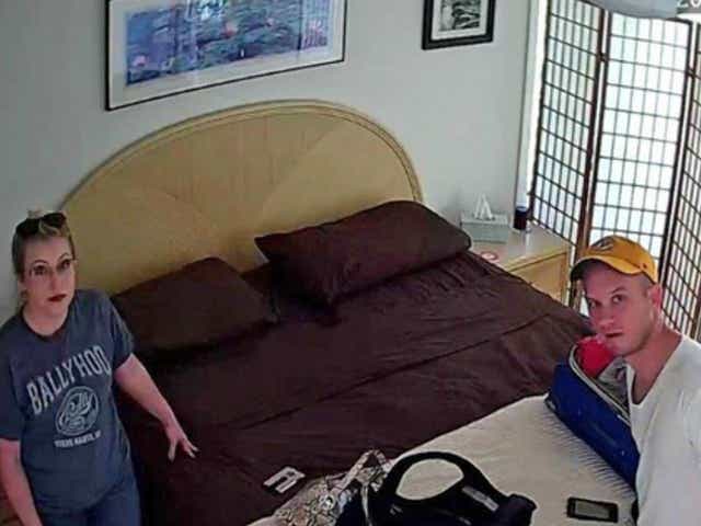 Derek Starnes and his wife were recorded in the bedroom of their Airbnb rental