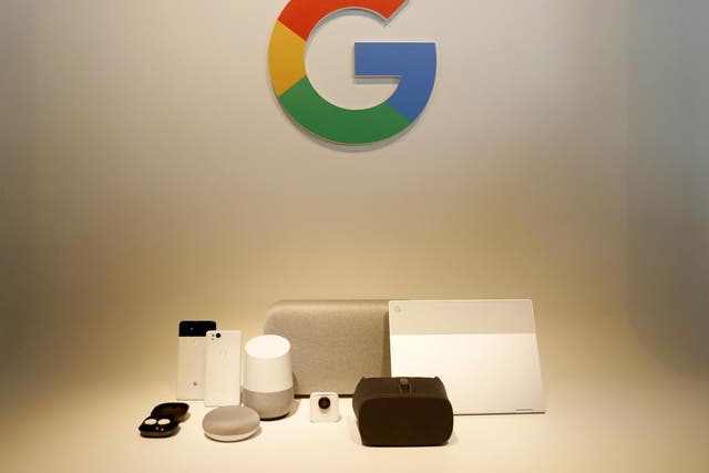 Google hardware products are displayed during a launch event in San Francisco, California, U.S. October 4, 2017