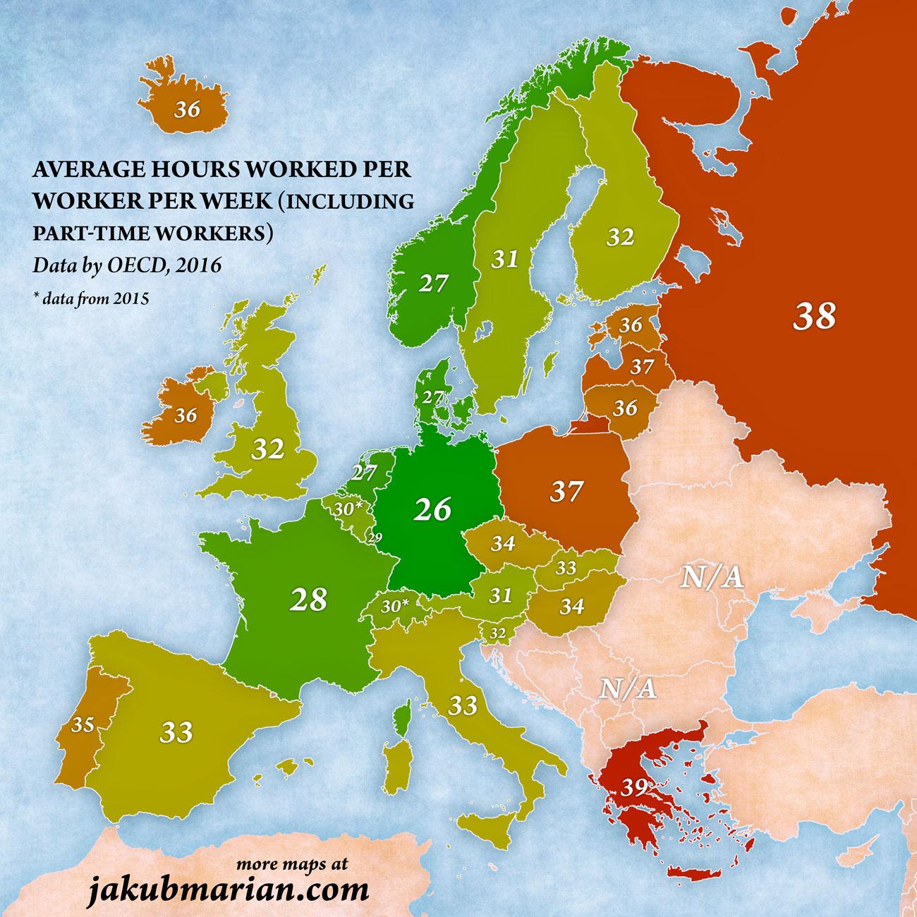 This Map Of Europe Shows Who Works The Longest Hours Indy100