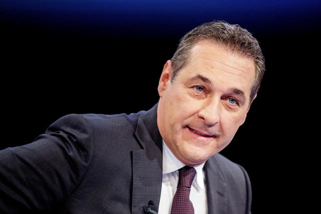 Heinz-Christian Strache, leader of the Freedom Party, speaks ahead of a TV debate in Vienna