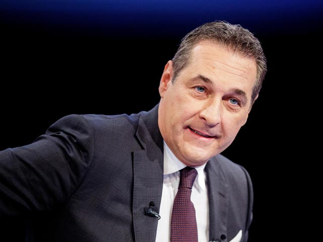 Heinz-Christian Strache, leader of the Freedom Party, speaks ahead of a TV debate in Vienna