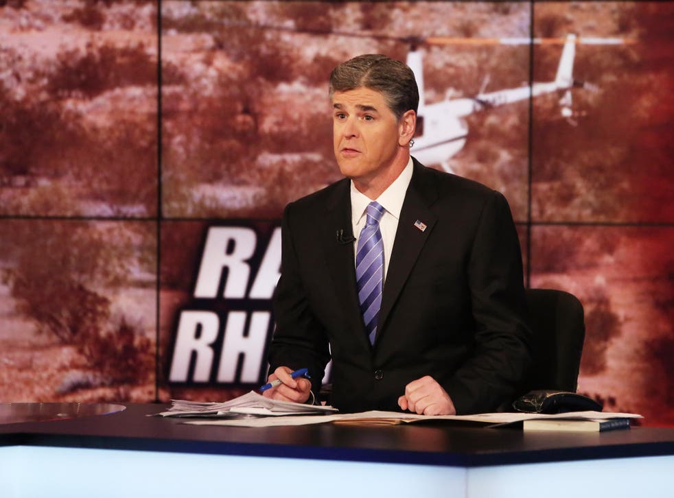 Host Sean Hannity on set of FOX's 'Hannity With Sean Hannity' at FOX Studios
