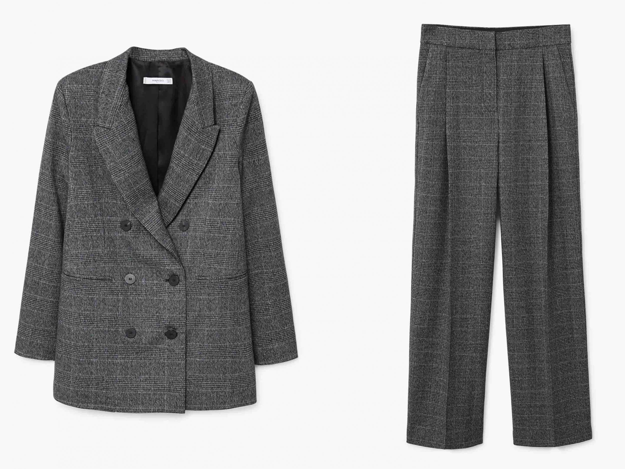 Check Structured Blazer, £69.99, Check Pleat Trousers, £49.99, Mango