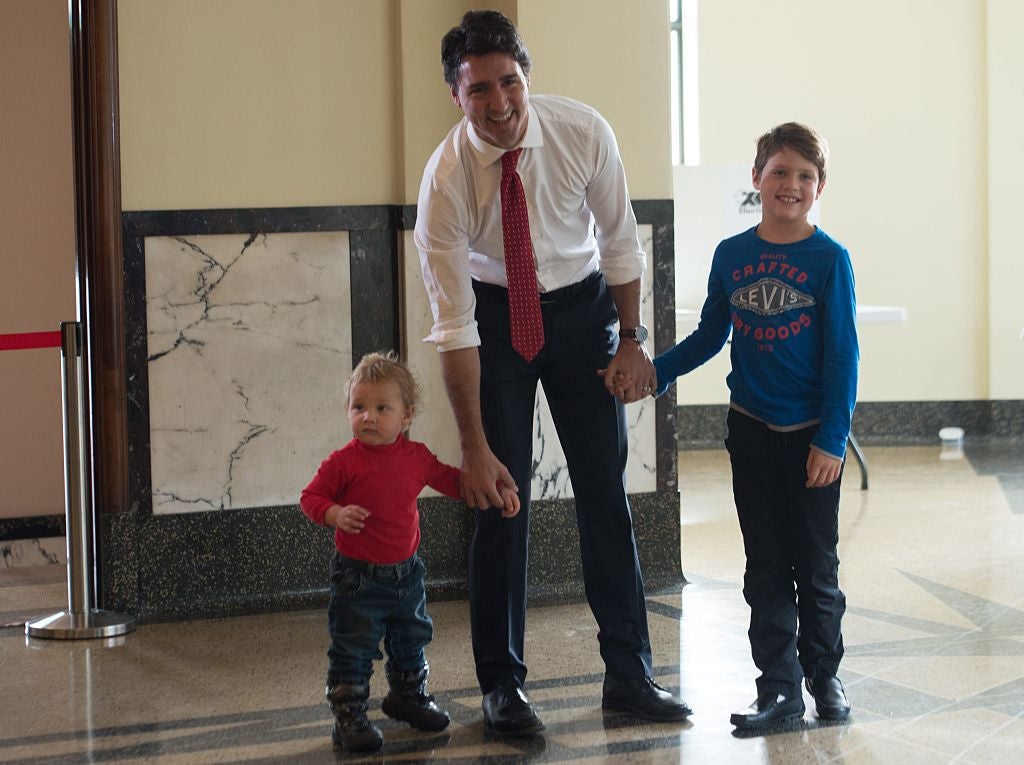 Trudeau with his sons Hadrien and Xavier