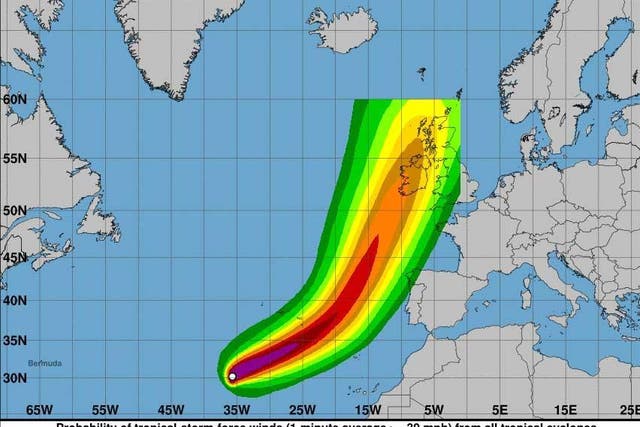 The hurricane is expected to hit the west of the UK