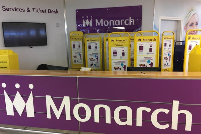 Bygone age: Monarch Airlines desk at Birmingham airport