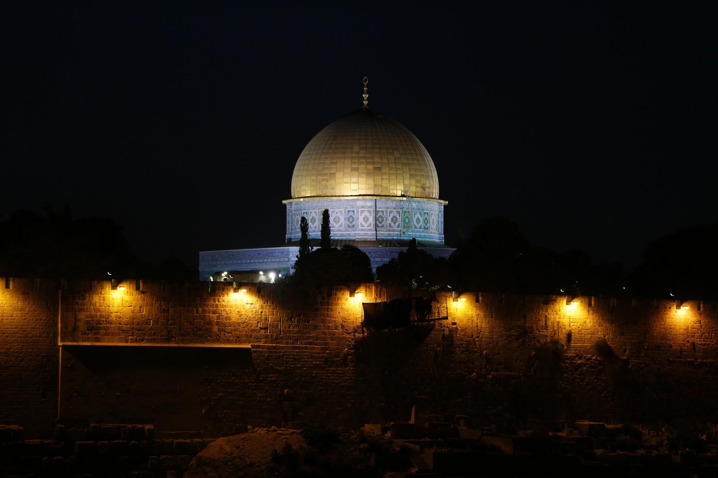 The Dome of Rock at the Al-Aqsa Mosque compound, a UNESCO heritage site, in the Old City of Jerusalem