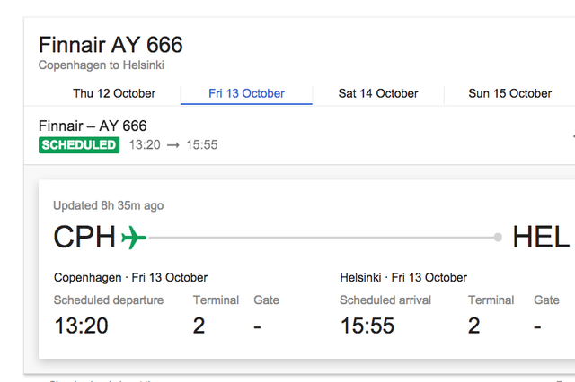 Today, flight 666 to HEL takes off for the last time on Friday the 13th