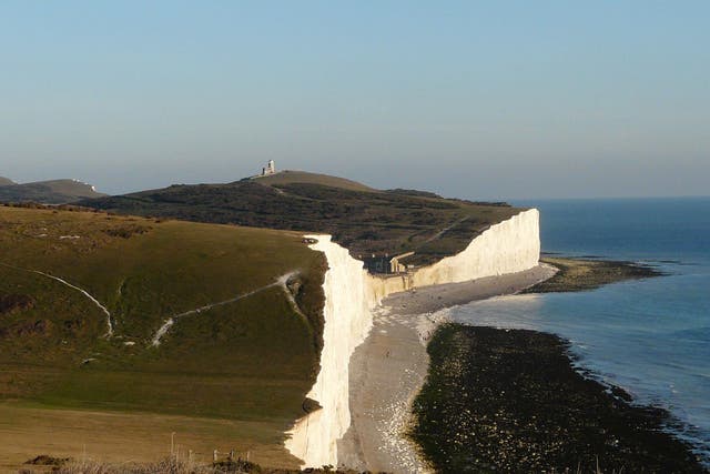 The Seven Sisters cliffs in East Sussex where signs warn visitors of the dangers – in English only
