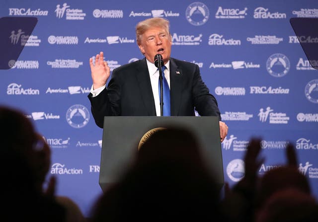 President Donald Trump speaks during the annual Family Research Council's Values Voter Summit