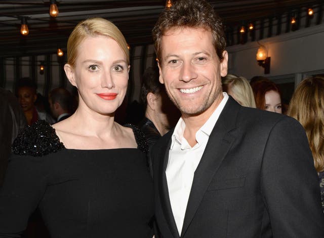 Alice Evans with her husband, actor Ioan Gruffadd. Evans says she fears her alleged refusal of Harvey Weinstein may have 'shut down' her career and her husband's