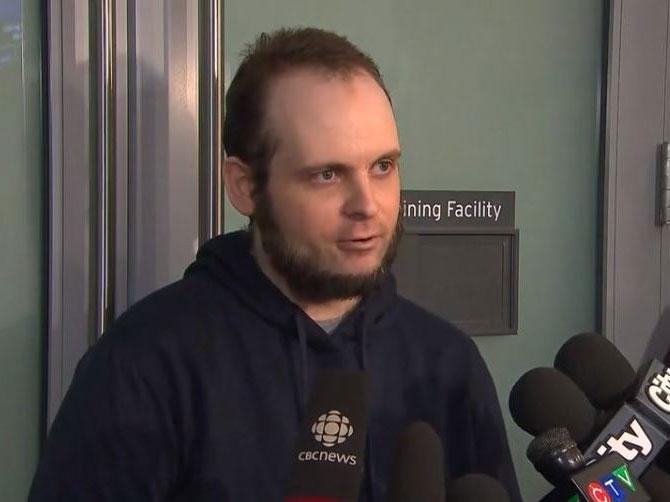 Joshua Boyle speaks to reporters in Canada