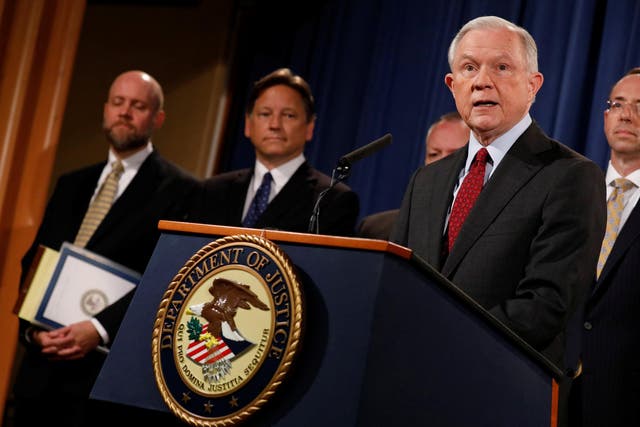 US Attorney General Jeff Sessions speaks at a news conference, 20th July 2017