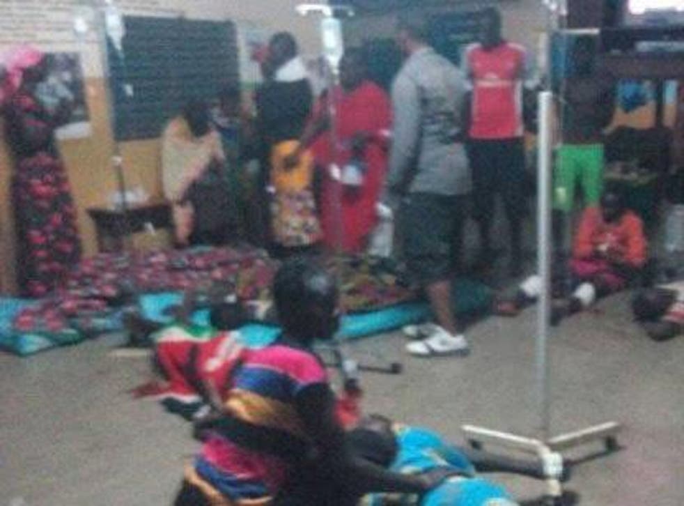 Grainy social media images showed the injured being treated inside the school after the attack