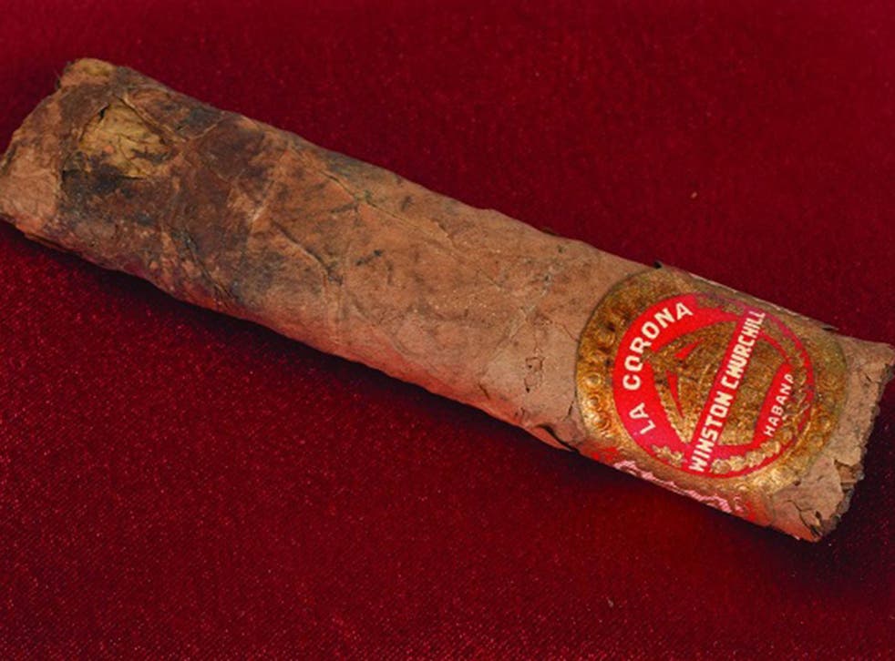 A cigar once smoked by British Prime Minister Winston Churchill on a 1947 trip to Paris