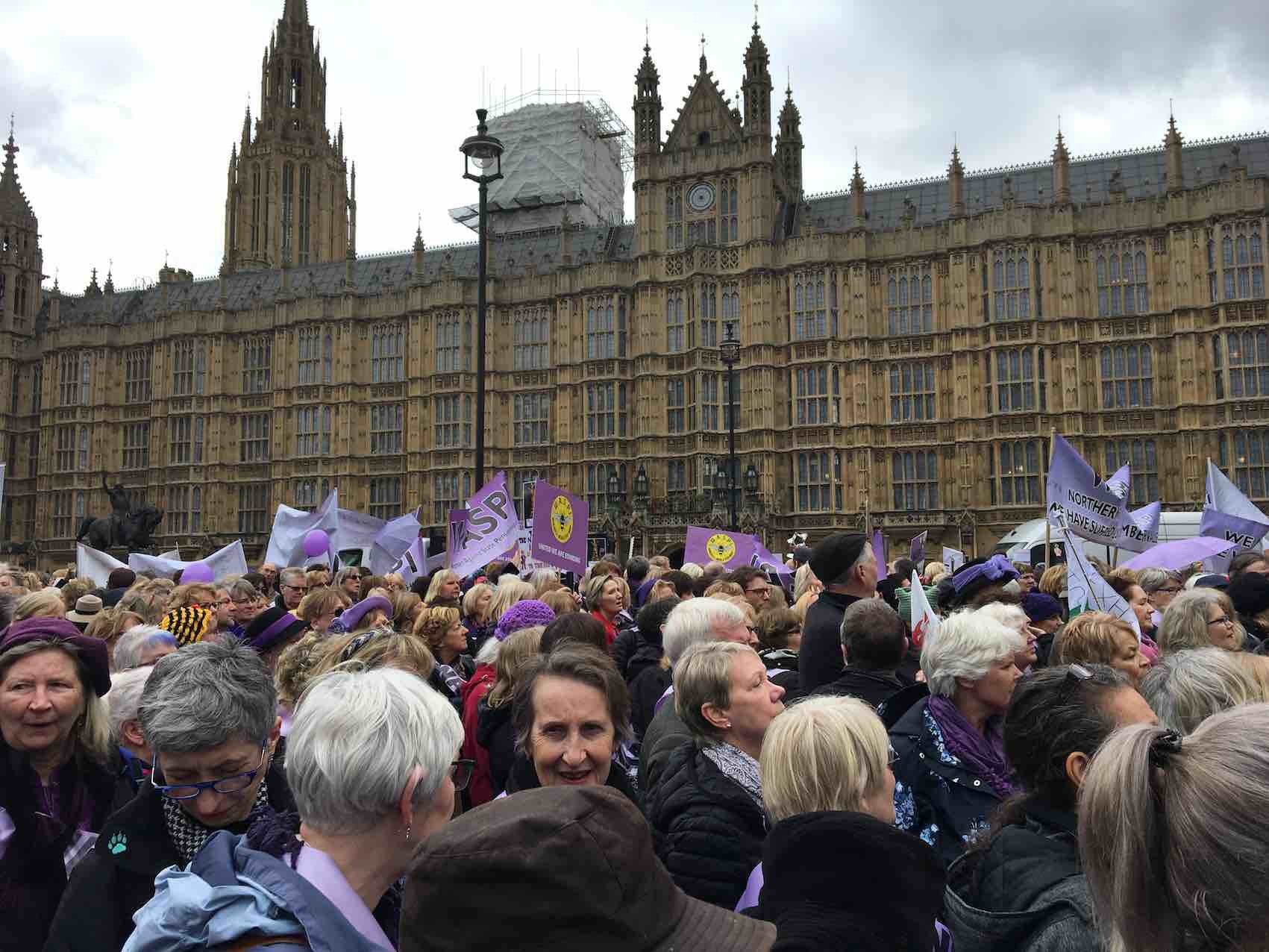 Waspi women marched on Westminster last month to protest against the government’s decision to increase the female state pension age