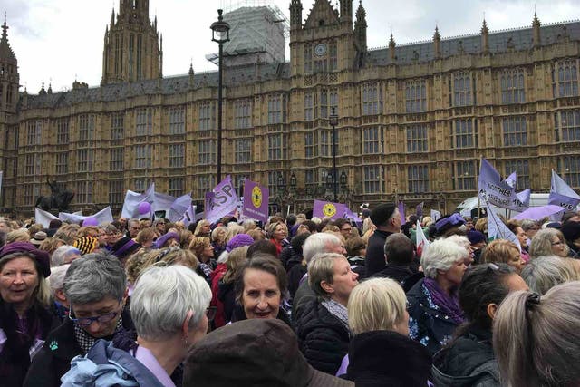 Waspi women marched on Westminster last month to protest against the government’s decision to increase the female state pension age