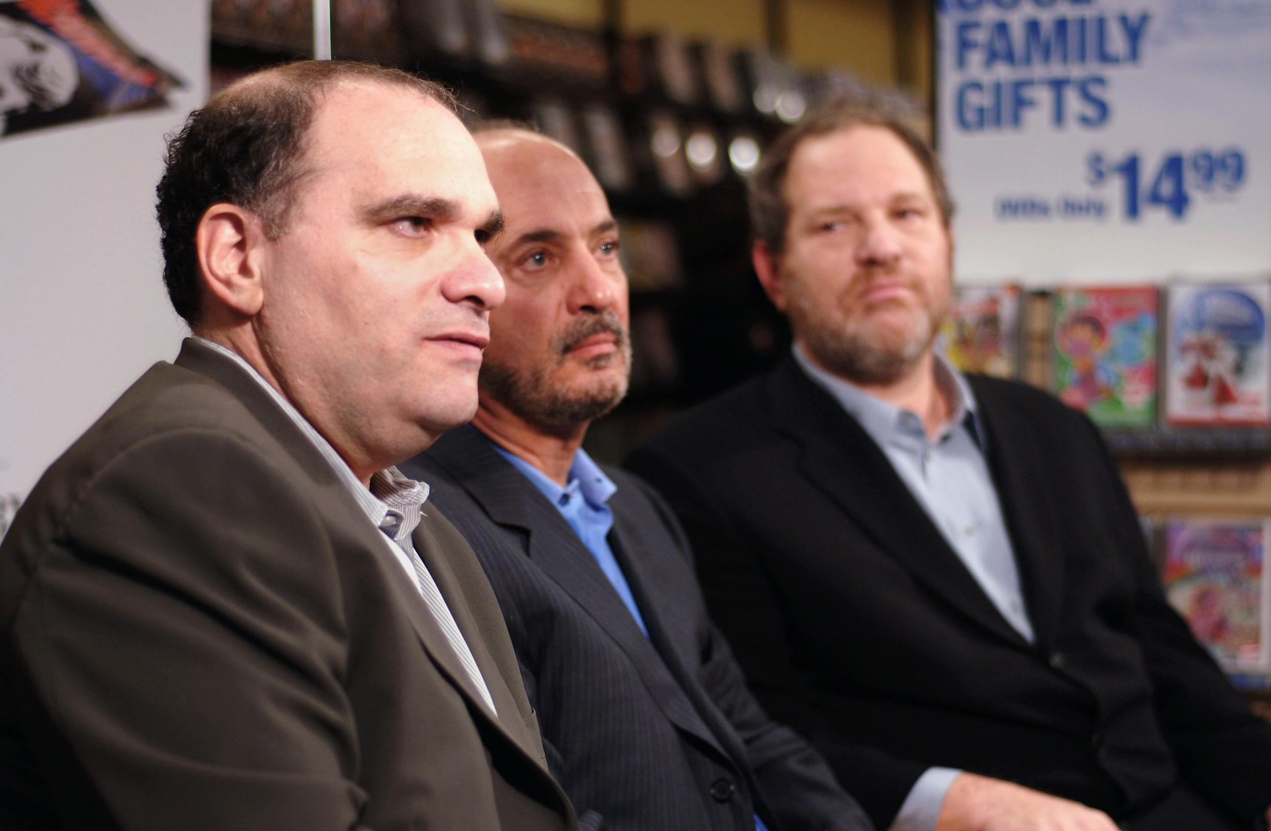 Bob Weinstein, Blockbuster Chairman and CEO John Antioco, and Harvey Weinstein appear together at a press conference in 2006. Bob Weinstein says he was not aware of the 'extent' of his older brother's alleged actions and calls him 'sick and depraved'