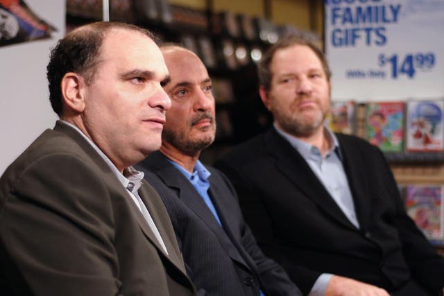 Bob Weinstein, Blockbuster Chairman and CEO John Antioco, and Harvey Weinstein appear together at a press conference in 2006. Bob Weinstein says he was not aware of the 'extent' of his older brother's alleged actions and calls him 'sick and depraved'