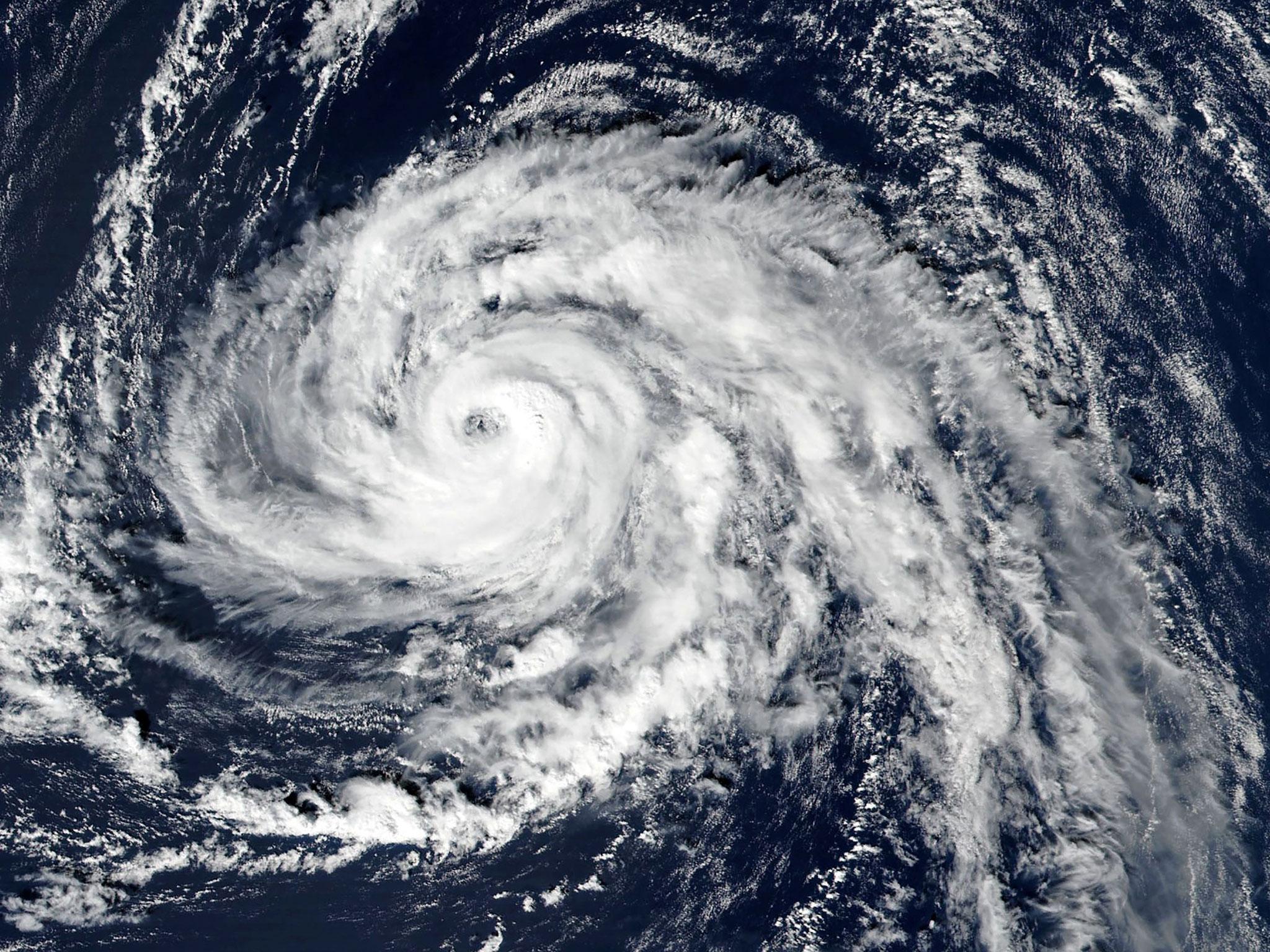 Satellite image shows Hurricane Ophelia approaching the Azores islands in the Atlantic Ocean, before it strengthened to a Category 3 storm on route for Ireland and the UK