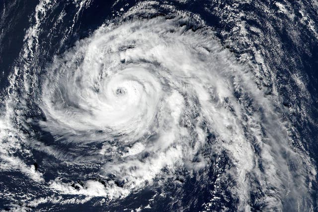 Satellite image shows Hurricane Ophelia approaching the Azores islands in the Atlantic Ocean, before it strengthened to a Category 3 storm on route for Ireland and the UK