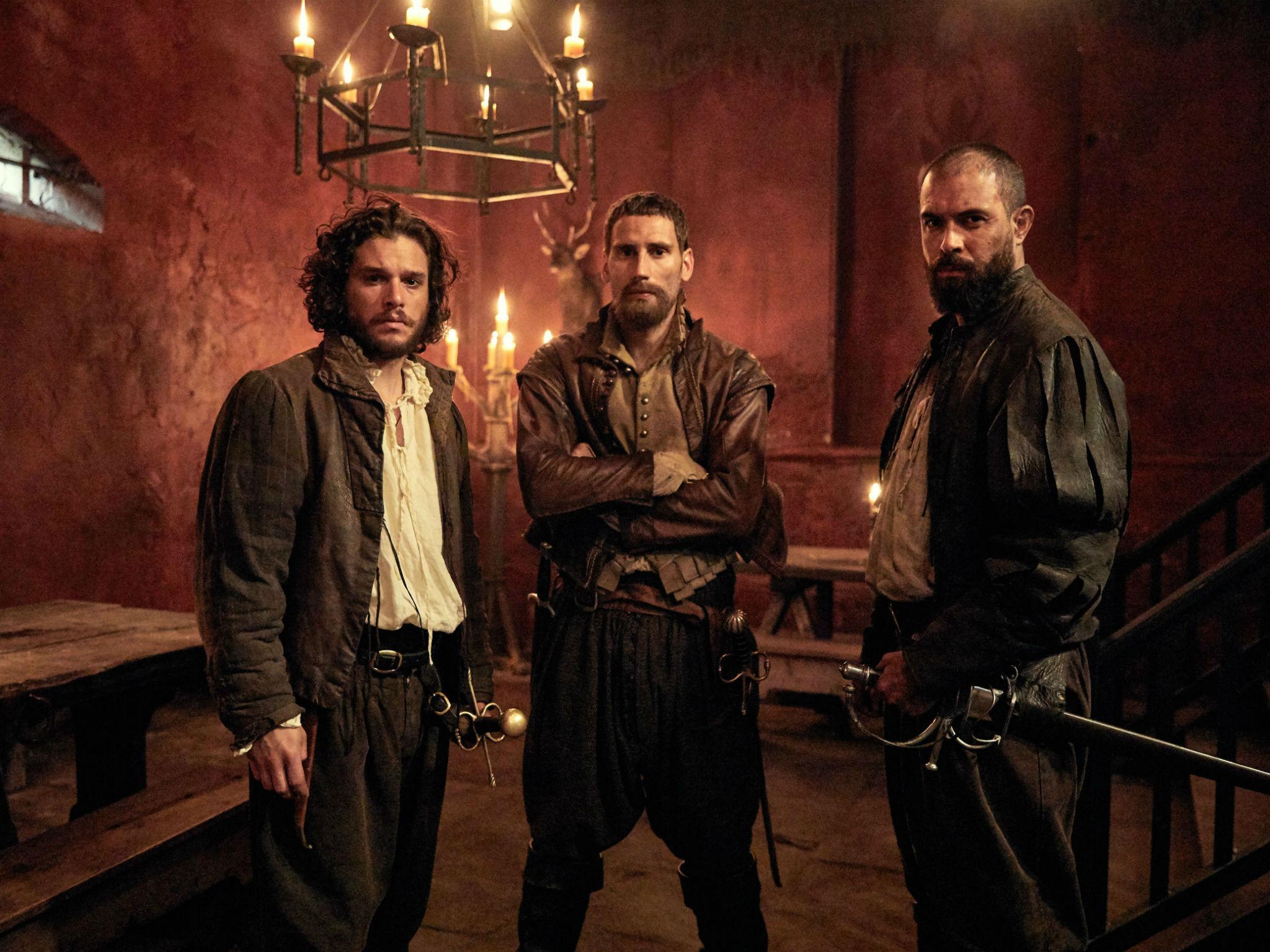 Left to right: Harington as Robert Catesby, Edward Holcroft as Thomas Wintour, and Tom Cullen as Guy Fawkes in 'Gunpowder'