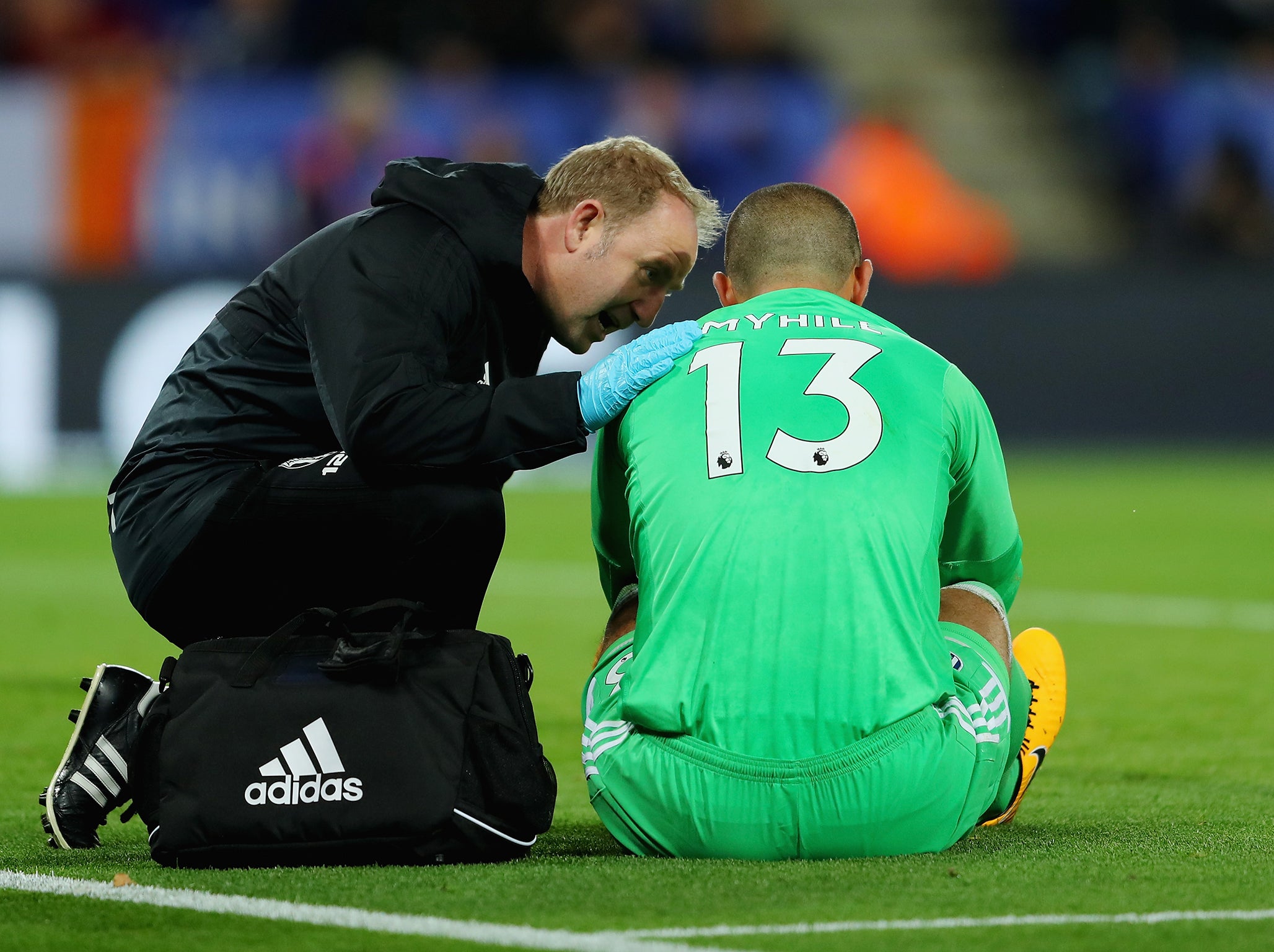 Myhill collided with Leicester striker Vardy