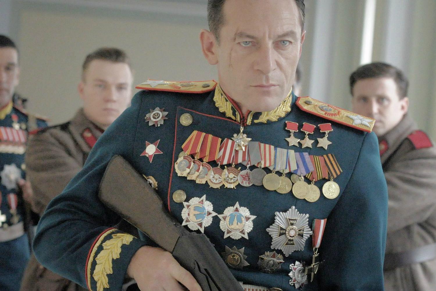Jason Isaacs appearing in a cameo as military hero Marshal Zhukov