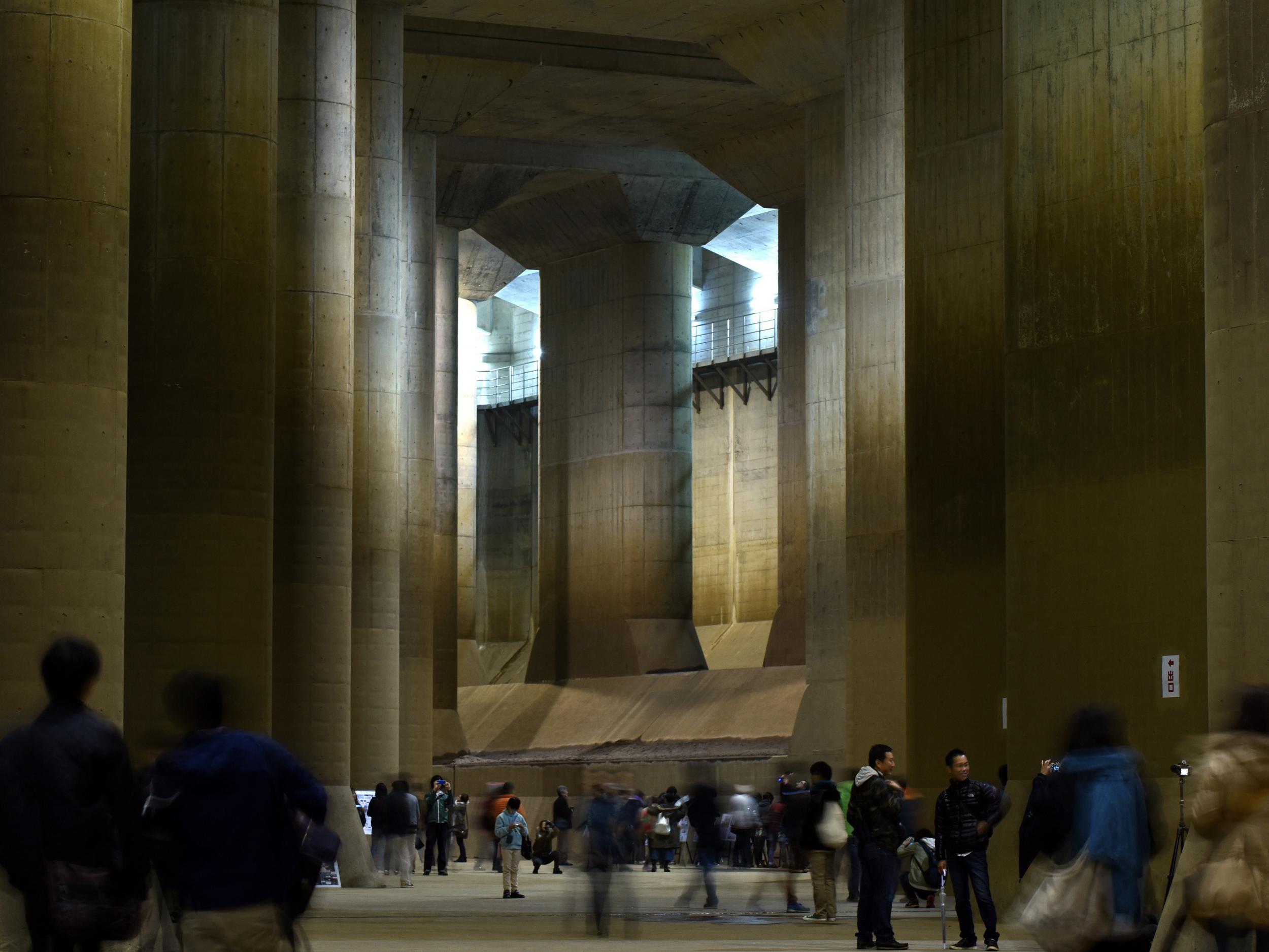 An underground cistern used to hold water from rivers around the facilities temporarily to avoid floods in case of heavy rain