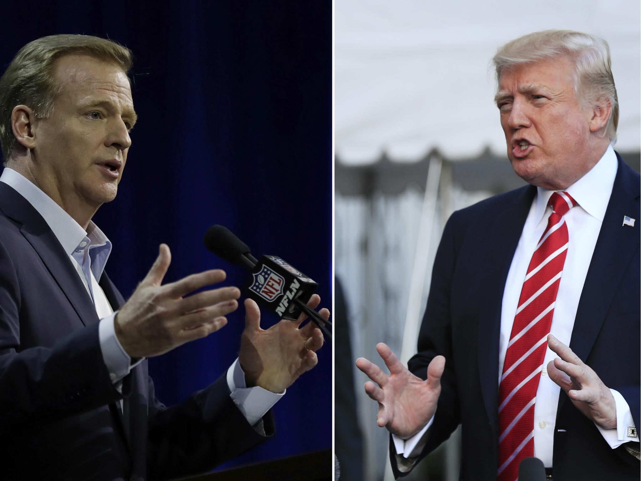 NFL Commissioner Roger Goodell responded to comments by Donald Trump regarding players kneeling during the national anthem in protest