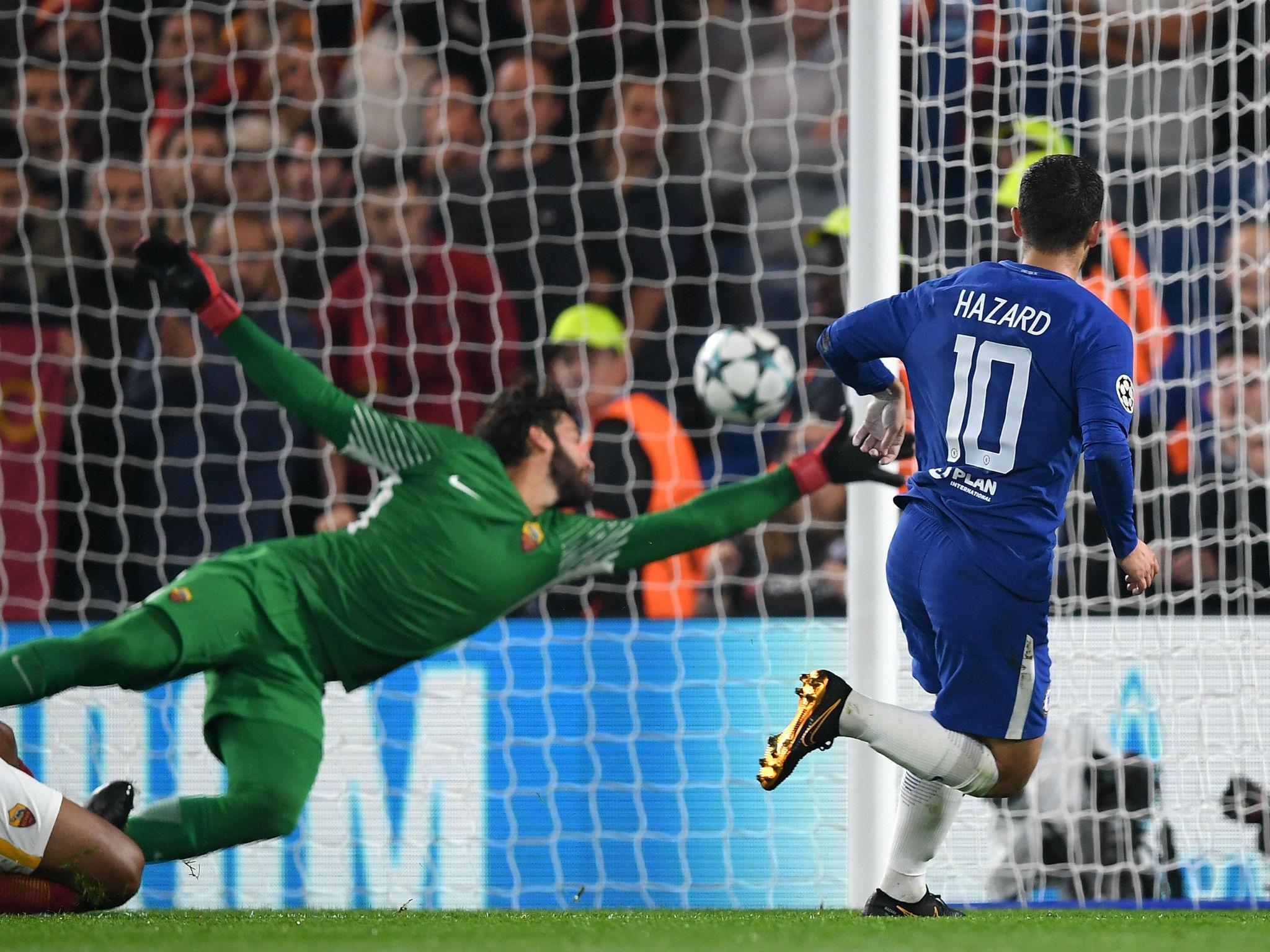 Eden Hazard scores Chelsea's second goal of the night against Roma