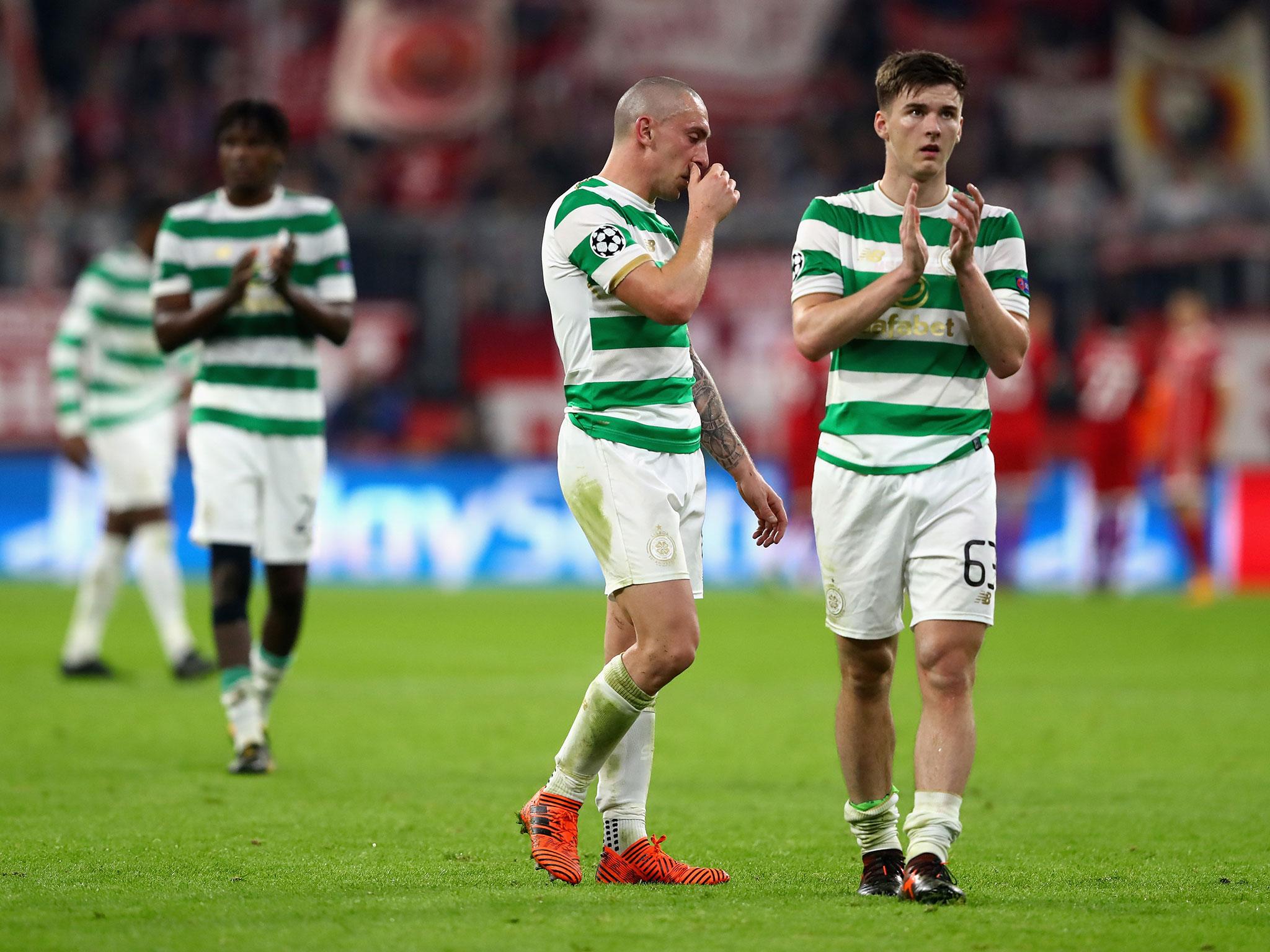 Celtic's players react after the final whistle in Munich