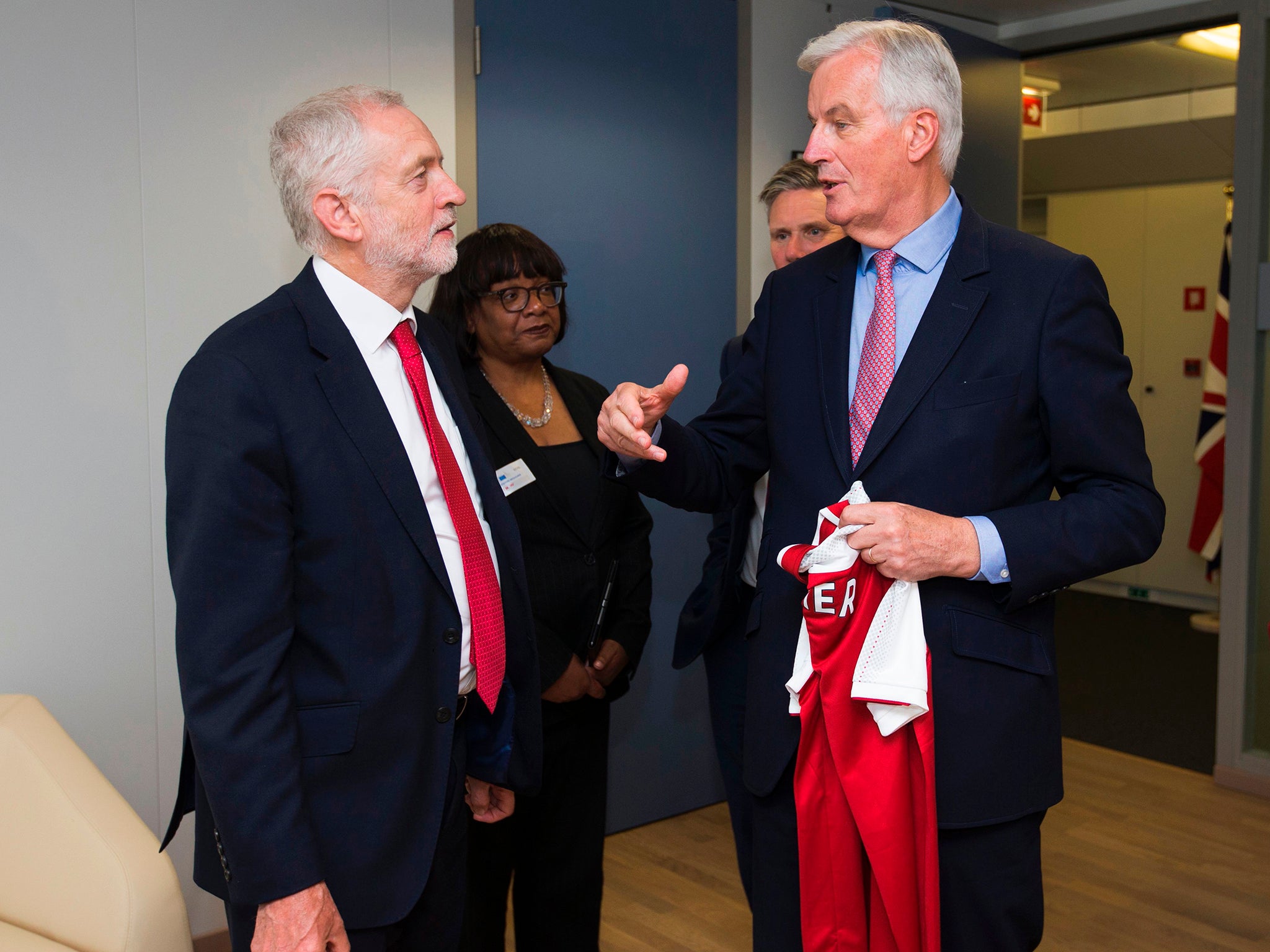 Jeremy Corbyn and Michel Barnier at a meeting earlier this year