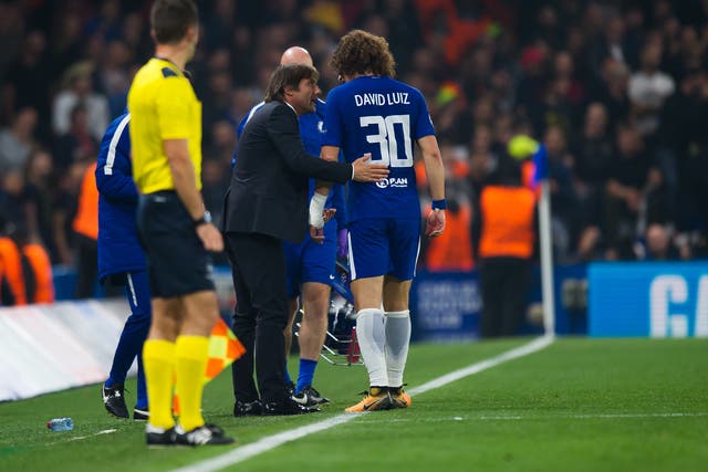 David Luiz was forced off with an injury in the 3-3 draw against Roma