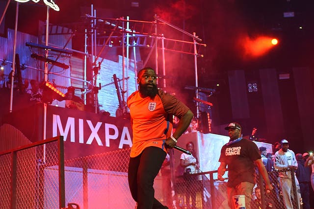 Solo 45, centre, performs at Red Bull Culture Clash at the O2 Arena on June 17, 2016 in London
