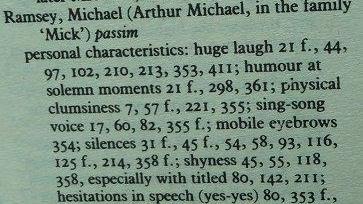 From the index to Owen Chadwick's biography of Michael Ramsey, Archbishop of Canterbury 1961-74