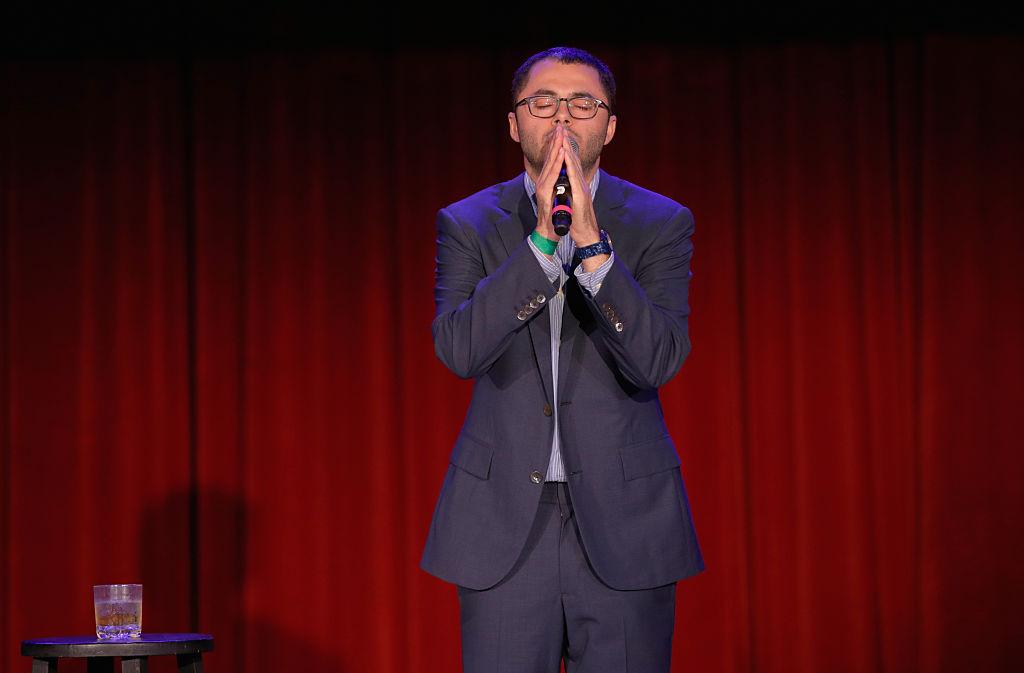 Comedian Joe Mande speaks onstage at Variety's 5th annual Power of Comedy in 2014