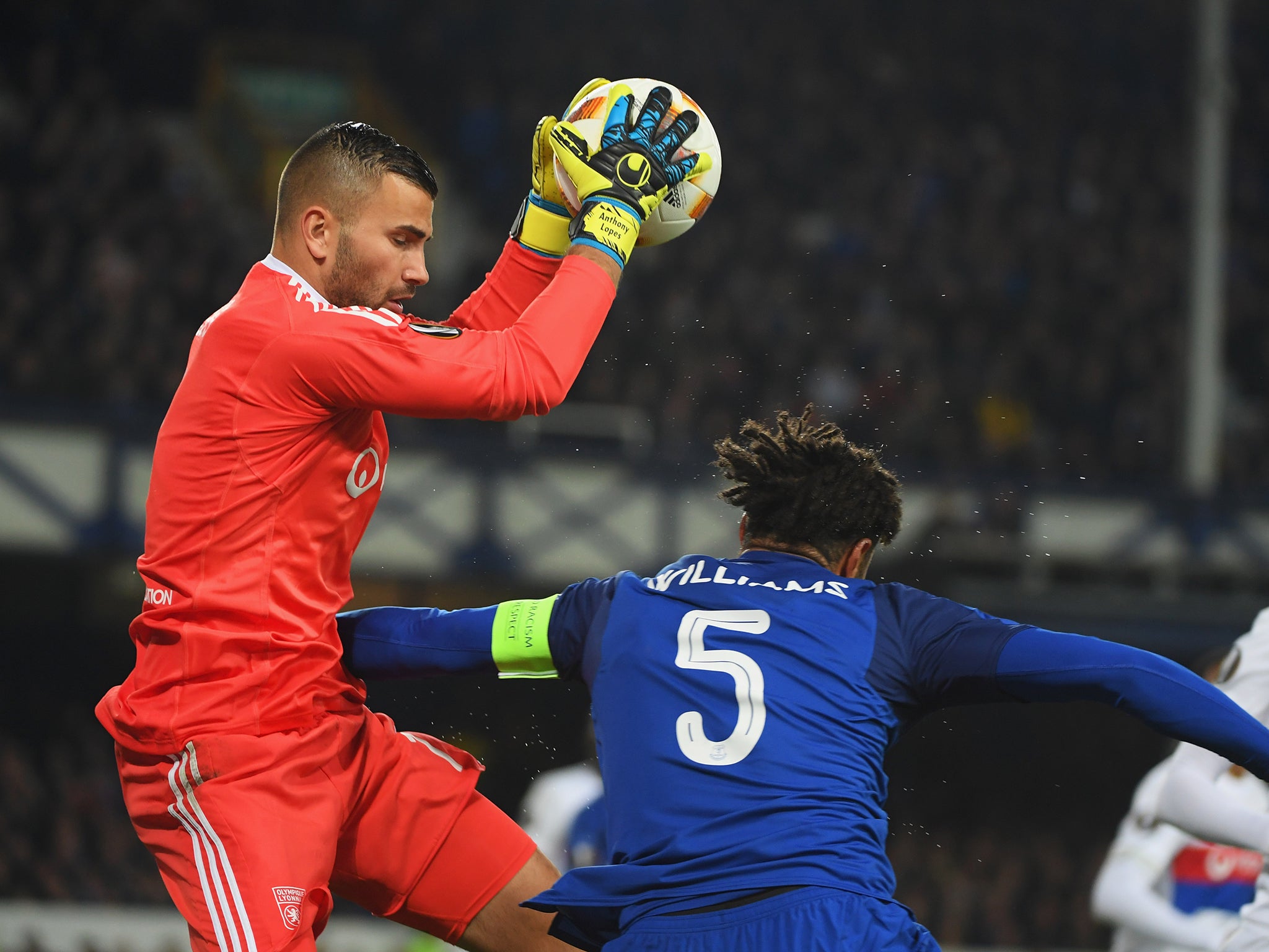 Williams triggered the skirmish by barging into Lyon goalkeeper Lopes