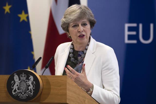 Theresa May at her press conference on the second day of European Council meeting in Brussels