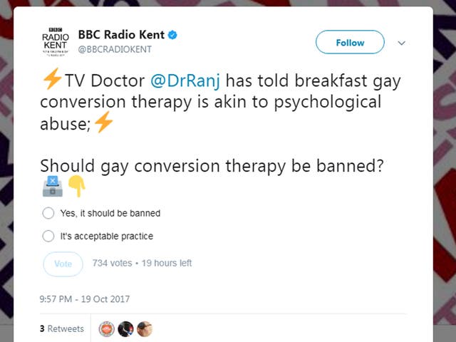 A screengrab of the tweet by BBC Radio Kent