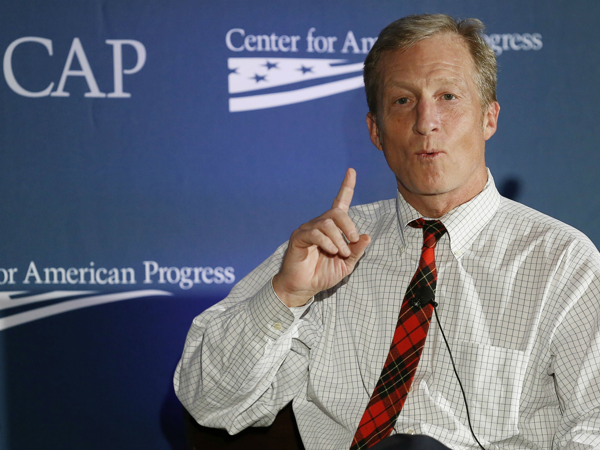 Tom Steyer, seen here at the Center for American Progress in Washington, DC, U.S. on November 19, 2014, is spending millions to impeach Donald Trump