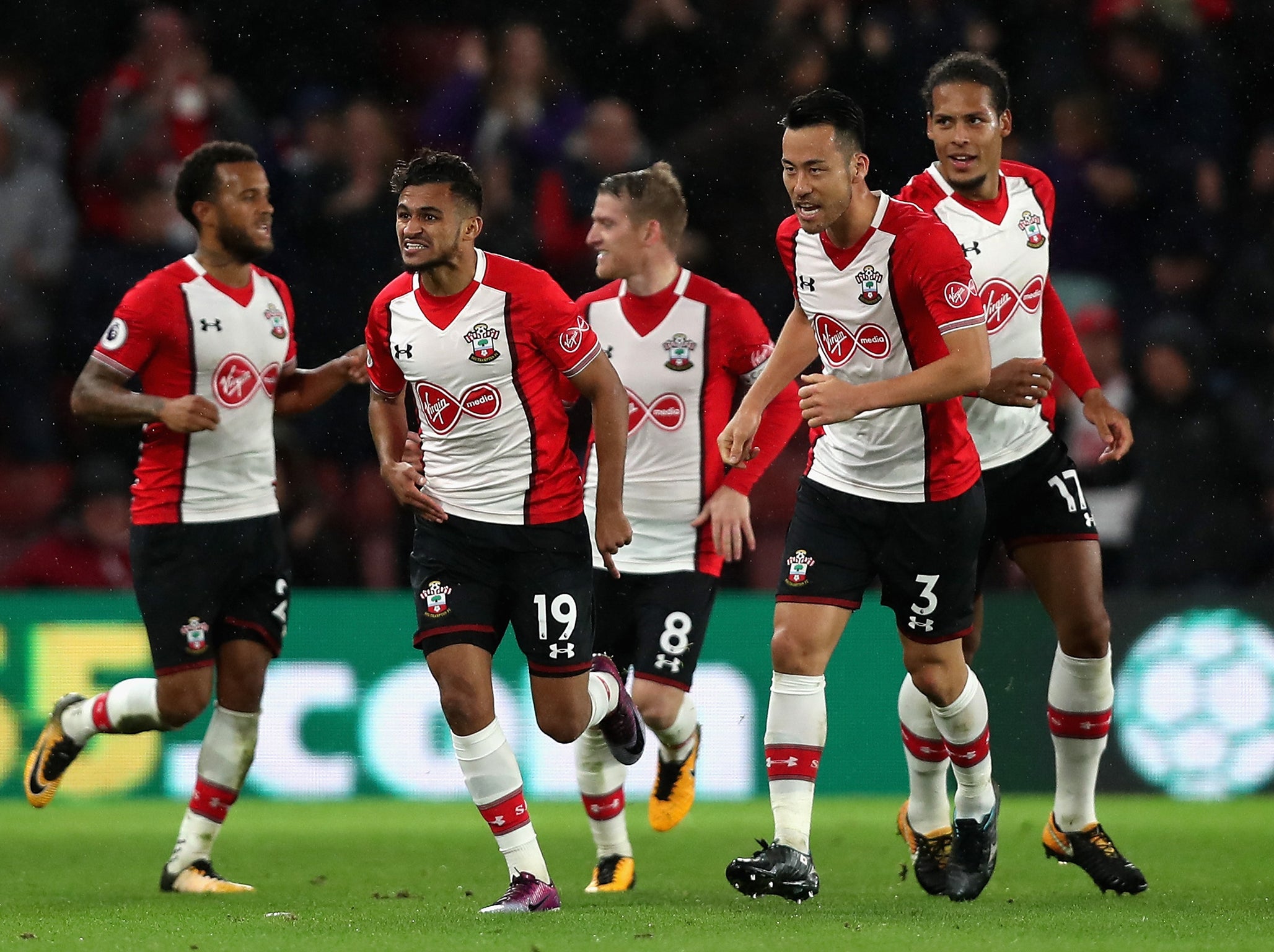 Boufal is congratulated after his fine solo goal