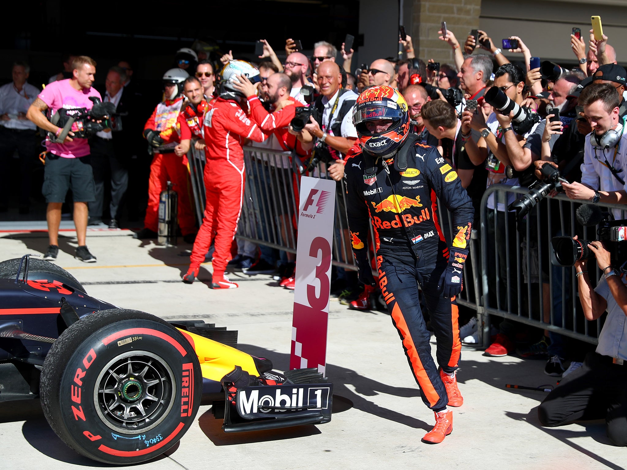 Verstappen celebrated finishing in third before discovering he'd been demoted