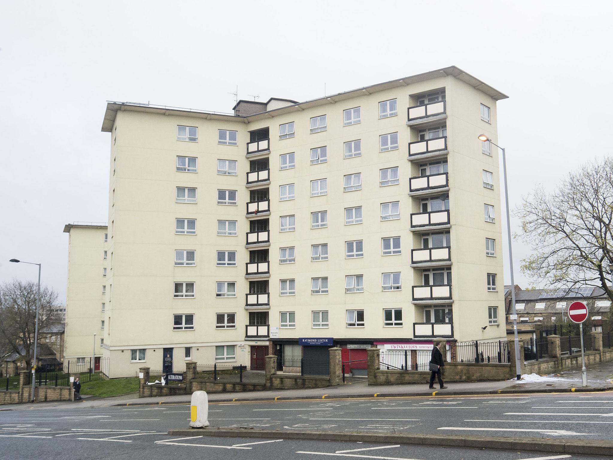 Newcastle House in Bradford, where 18-month-old Elliot Proctor died after falling from a sixth-floor window