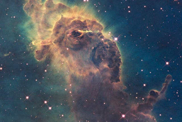 In this image provided by NASA, ESA, and the Hubble SM4 ERO Team, a stellar jet in the Carina Nebula is pictured in Space