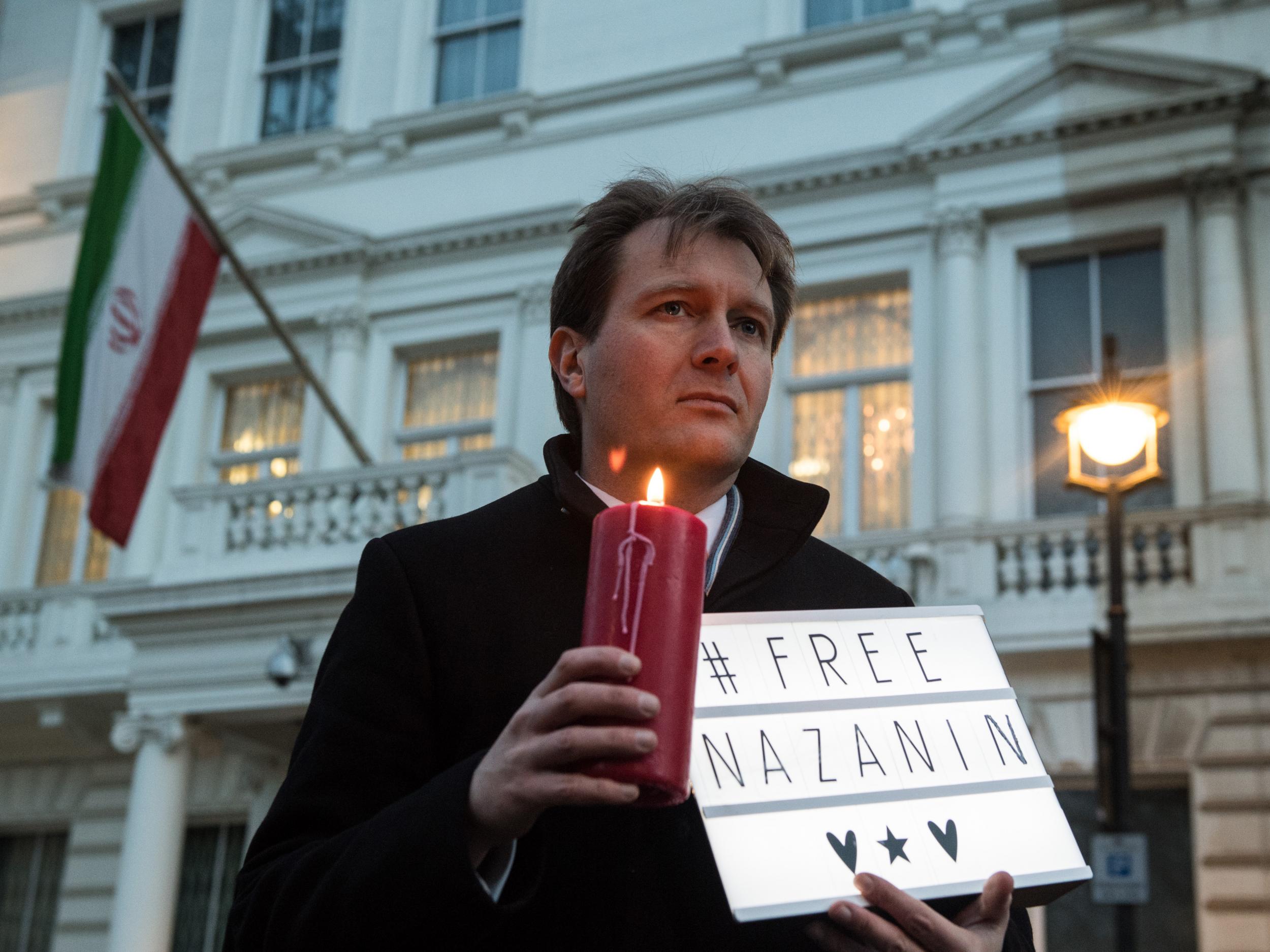 Richard Ratcliffe during a vigil for his wife in London in January